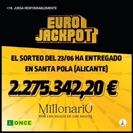 La "magia de San Juan" deja más de 2,2 millones de euros en Santa Pola con el Eurojackpot de la ONCE
