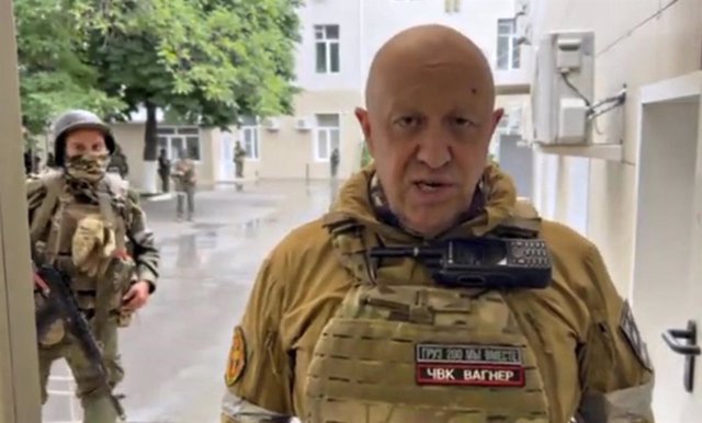 June 24, 2023, Rostov-on-Don, Donetsk Oblast, Ukraine: A screen grab of Russian Yevgeny Prigozhin, owner of the Wagner Group of mercenaries broadcasting from inside the Russian Military Southern District  headquarters surrounded by his loyal fighters, Jun