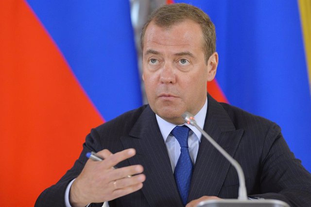 Archivo - 05 June 2019, Russia, Moscow: Russian Prime Minister Dmitry Medvedev attends a press conference with his Slovakian counterpart Petr Pelgrinich (not pictured). Photo: Michal Svítok/TASR/dpa