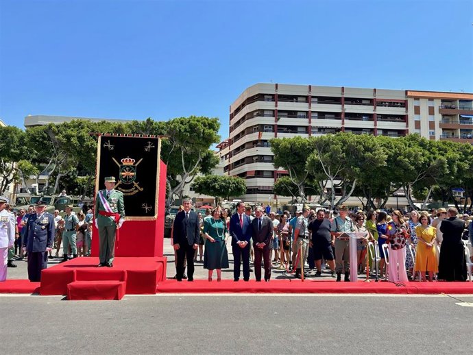La consejera de Agricultura, Pesca, Agua y Desarrollo Rural, Carmen Crespo,en el acto de Jura de Bandera de personal civil en Adra