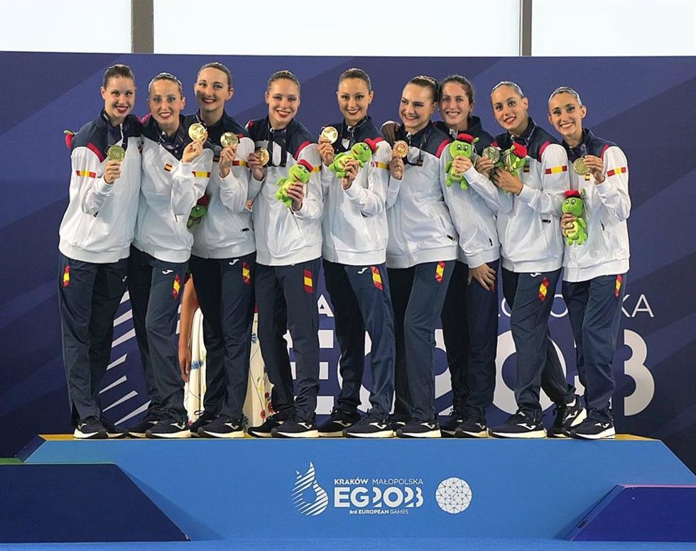 Equipo español natación artítisca en los Juegos Europeos