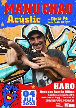 Manu Chao tocará el próximo 4 de Julio en Haro (La Rioja) dentro de la gira acústica que está presentando.