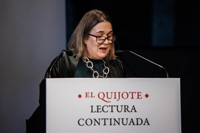 Archivo - La consejera de Cultura, Turismo y Deporte de la Comunidad de Madrid, Marta Rivera de la Cruz, interviene durante la XXVI edición de la Lectura Continuada de 'El Quijote', en el Círculo de Bellas Artes, a 21 de abril de 2022, en Madrid (España
