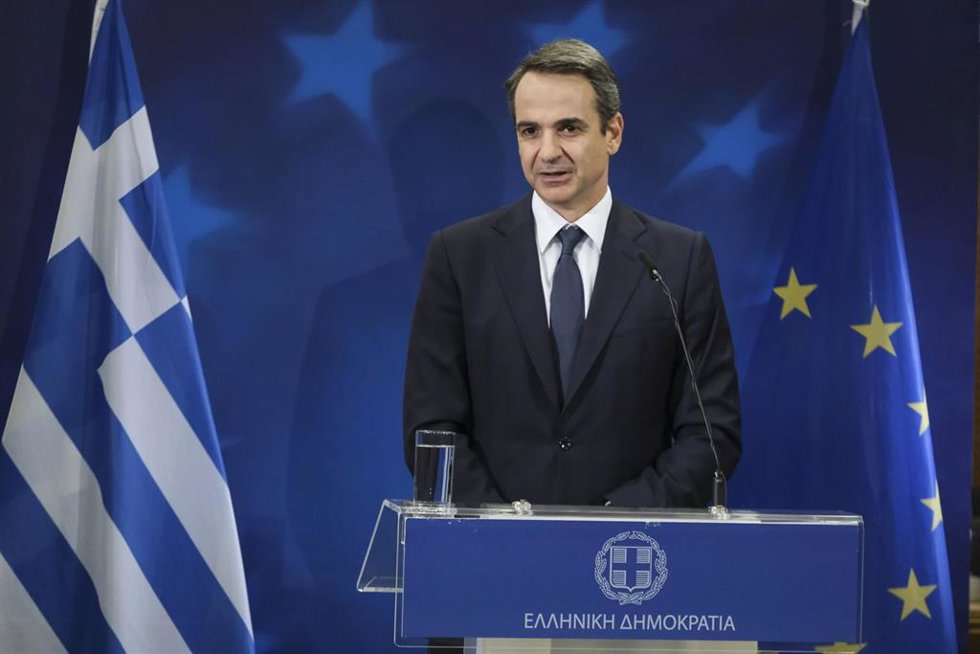 Archivo - Kiriakos Mitsotakis, en una comparecencia en Bruselas