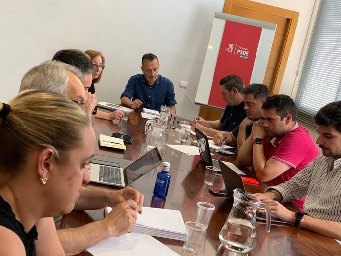 Comité electoral del PSOE de Sevilla de cara a las elecciones generales del próximo 23 de julio.