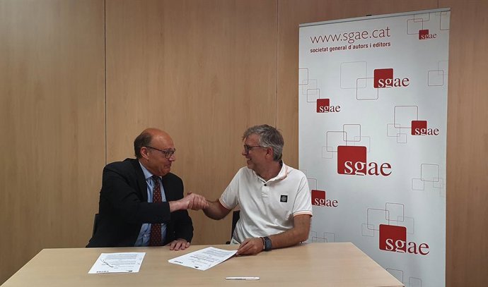 El president de Cecot, Xavier Panés, i el director de la Sgae a Catalunya i les Balears, Lluís Gómez