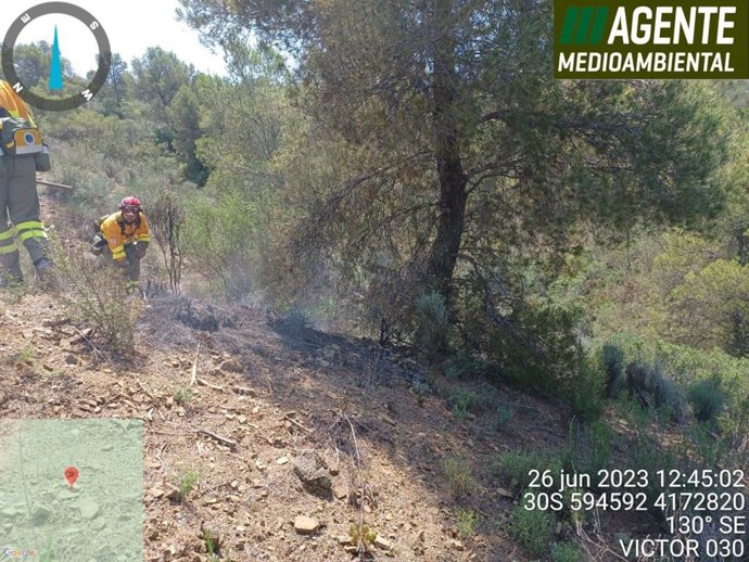 Extinguen un conato de incendio forestal en la pedanía lorquina de La Parroquia