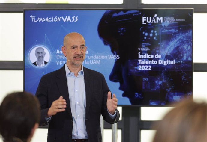 El director de la Fundación VASS, Antonio Rueda, en la presentación del 'V Estudio Empleabilidad y Talento Digital', de Fundación VASS y Fundación de la Universidad Autónoma de Madrid