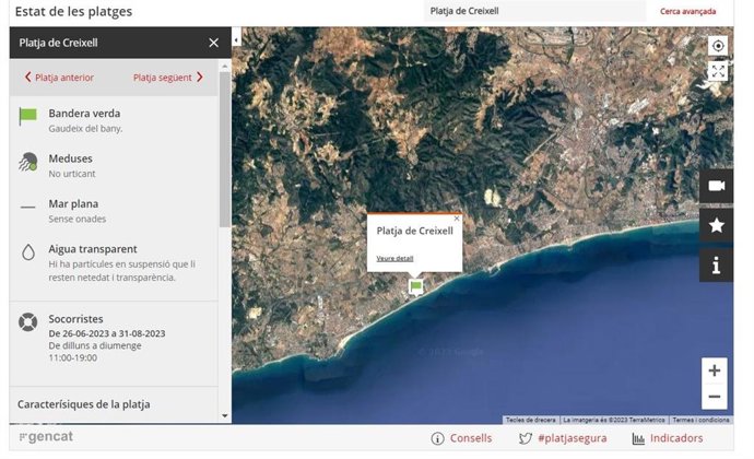 Localització de la platja de Creixell (Tarragona)