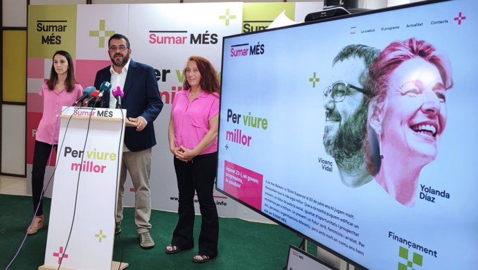 El candidato de Sumar MÉS, Vicen Vidal, durante una rueda de prensa este martes.