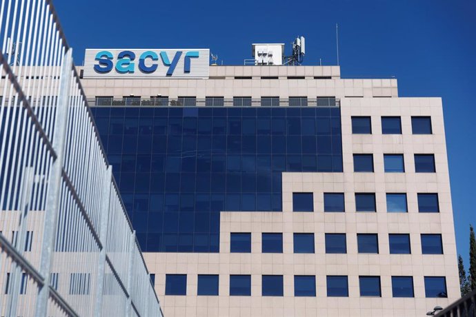 Archivo - Fachada de la sede de Sacyr, a 27 de marzo de 2023, en Madrid (España). 