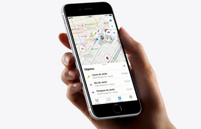 Interfaz de la 'app' de AirTag para Apple