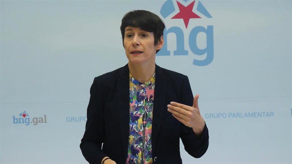 La portavoz nacional del BNG, Ana Pontón, en una rueda de prensa 