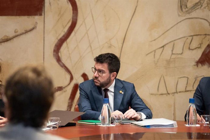 El presidente de la Generalitat, Pere Aragons, preside la reunión semanal del Consell Executiu, en el Palau de la Generalitat, a 13 de junio de 2023, en Barcelona, Cataluña (España). 