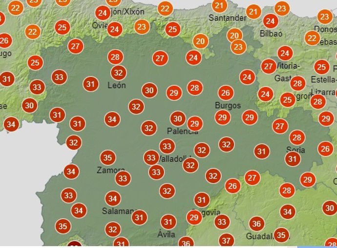 Previsón del tiempo para este miércoles, 28 de junio, de la Agencia Estatal de Meteorología recogida por Europa Press