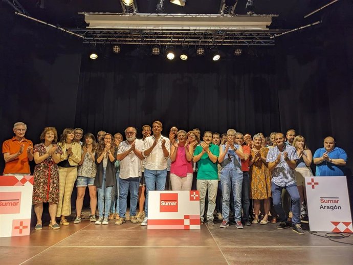 Acto de presentación de las candidaturas de Sumar Aragón, en el Centro Cívico Estación del Norte de Zaragoza.
