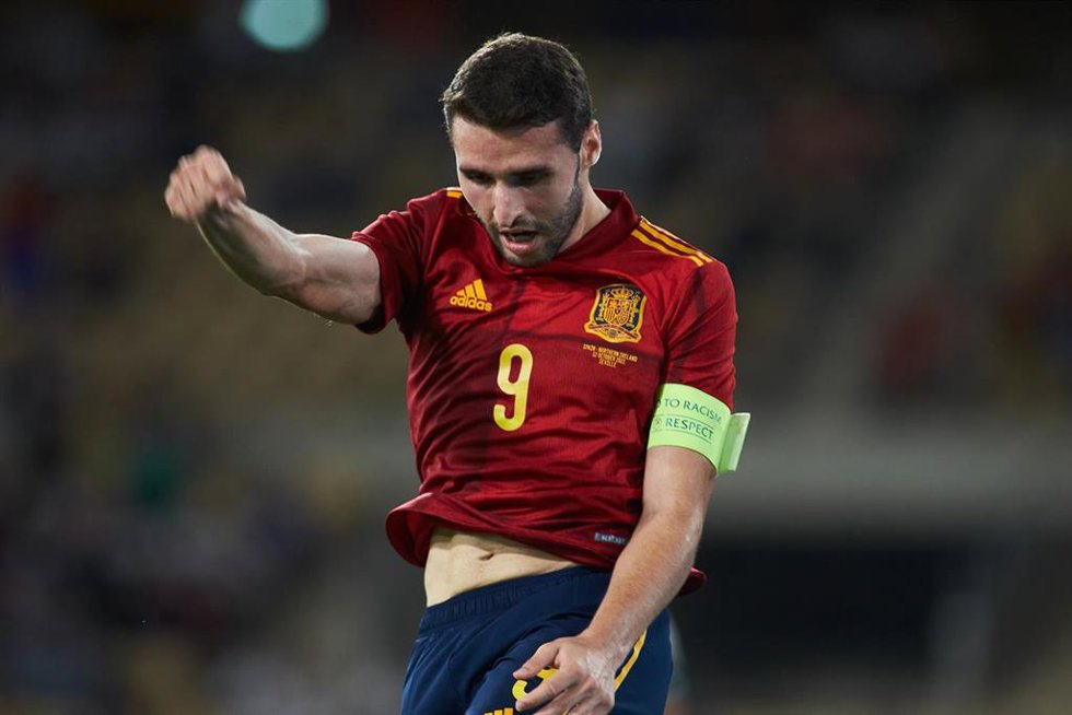 Archivo - Abel Ruiz celebra un gol de la selección española Sub-21