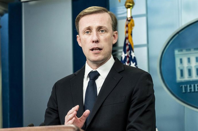 Archivo - April 24, 2023, Washington, District of Columbia, USA: National Security Advisor JAKE SULLIVAN speaking at a press briefing in the White House Press Briefing Room.