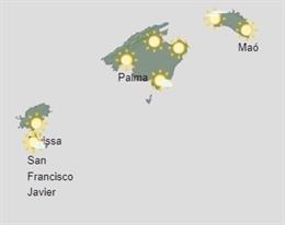 Mapa meteorológico de hoy miércoles, 28 de junio, en Baleares.