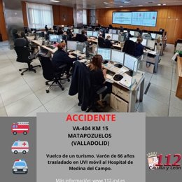 Gráfico elaborado por el 112 con datos del accidente ocurrido esta noche en la VA-404 en Matapozuelos