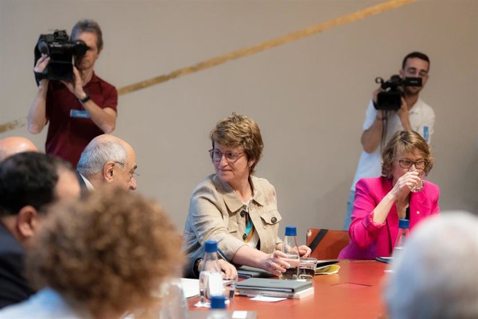 La nueva consellera de Educación, Anna Simó i Castelló, durante la reunión semanal del Consell Executiu, en el Palau de la Generalitat, a 13 de junio de 2023, en Barcelona, Cataluña (España). Aragons anunció ayer, 12 de junio, la remodelación del Gover