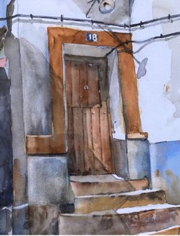 Una de las obras que se pueden ver en la exposición Extremadura vaciada, en la sala Pintores 10 de Cáceres