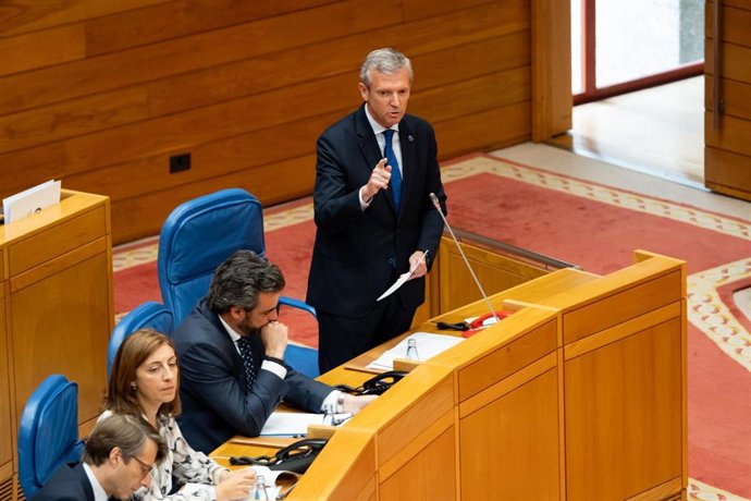 El presidente de la Xunta, Alfonso Rueda, en la sesión de control