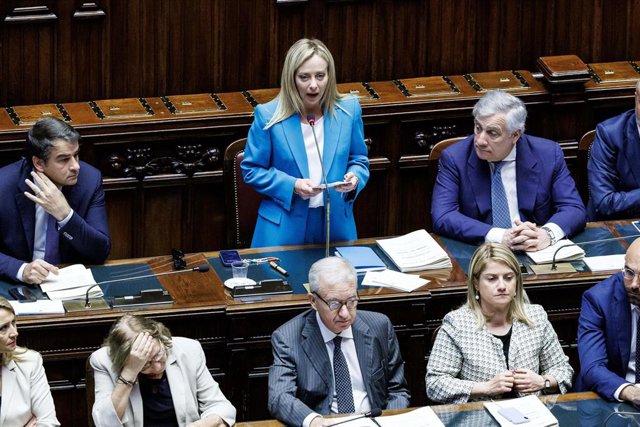 Giorgia Meloni, primera ministra de Italia, habla ante la Cámara de Diputados de Italia