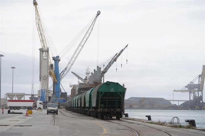 Tren de mercancías en el Port de Tarragona.
