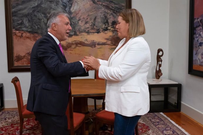 El presidente del Grupo Parlamentario Socialista, Ángel Víctor Torres, se reúne con la presidenta del Parlamento, Astrid Pérez