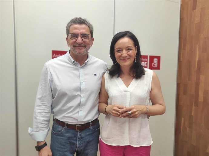 Gutiérrez Limones y Crespín en la sede del PSOE de Córdoba.