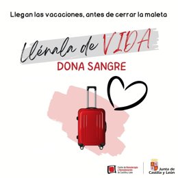 Gráfico de @donasangreCYL en el que urge a donar antes de las vacaciones de verano