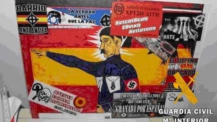 Archivo - Efectos intervenidos al acusado de liderar un grupo racista y xenófobo en Antas (Almería).