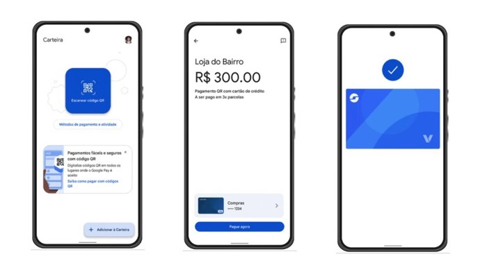 Interfaz de Google Wallet con el formato de pago con código QR