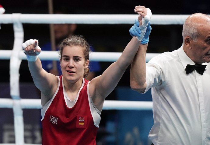 La boxeadora española Laura Fuertes, tras ganar un combate.