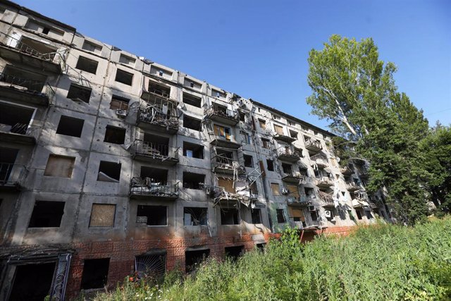 Edificio destruido en Donetsk, en el este de Ucrania