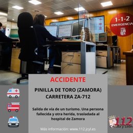 Gráfico elaborado por el 112 con datos sobre el accidente mortal en la ZA-712