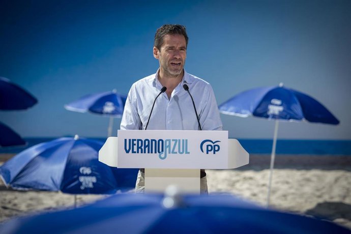 El portavoz de Campaña y vicesecretario de Cultura y Sociedad Abierta del PP, Borja Sémper, durante la presentación de acciones de campaña del PP para las próximas elecciones generales del 23 de julio, a 22 de junio de 2023, en Madrid (España). En este 