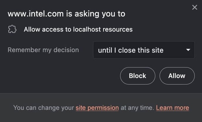 Solicitud de acceso de una web a un recurso de red local