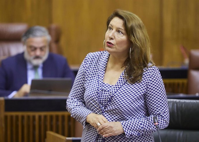 La consejera de Agricultura, Pesca, Agua y Desarrollo Rural, Carmen Crespo, en el Pleno del Parlamento andaluz
