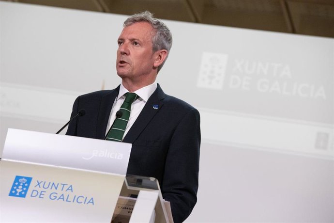 El presidente de la Xunta, Alfonso Rueda, en rueda de prensa tras el Consello.