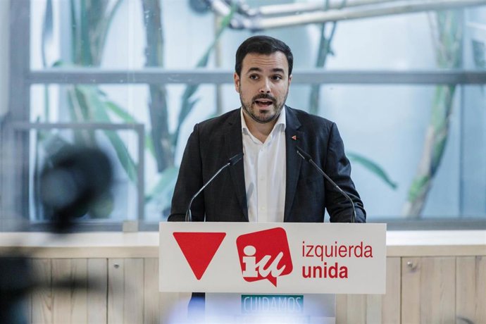 El coordinador de Izquierda Unida (IU) y ministro de Consumo, Alberto Garzón, interviene durante la reunión de la Coordinadora Federal de su partido, en Espacio Ecooo, a 4 de junio de 2023, en Madrid (España). 