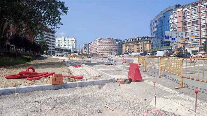 Obras de remodelación de la entrada a Oviedo 