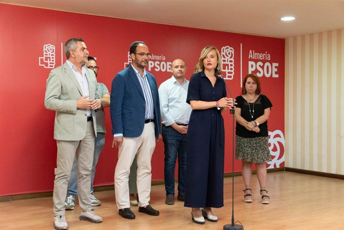 Pilar Alegría, en la sede del PSOE de Almería