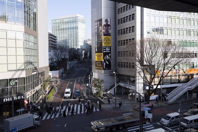 Archivo - March 3, 2023, Tokyo, Japan: Aerial views of the Shibuya city commercial central business district neighborhood of Tokyo.