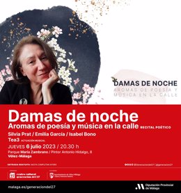 Cartel del ciclo poético musical 'Damas de Noche' de la Diputación de Málaga.
