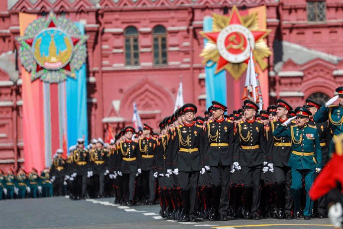 Archivo - Desfile militar en mayo de 2023 en la capital de Rusia, Moscú, con motivo del Día de la Victoria