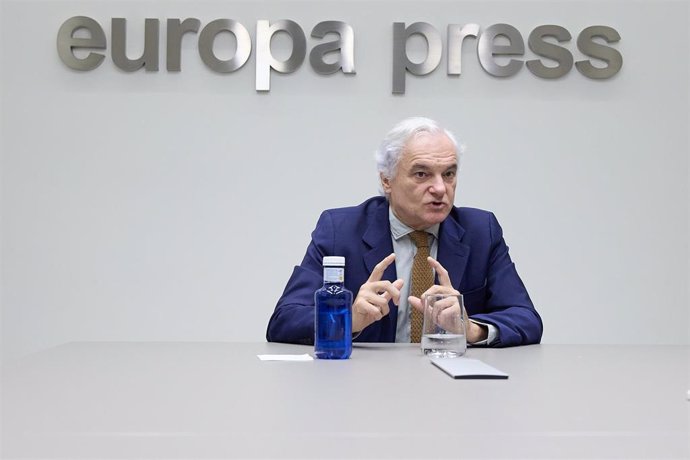 El presidente de la Confederación Empresarial de Madrid (CEIM), Miguel Garrido, durante una entrevista con Europa Press