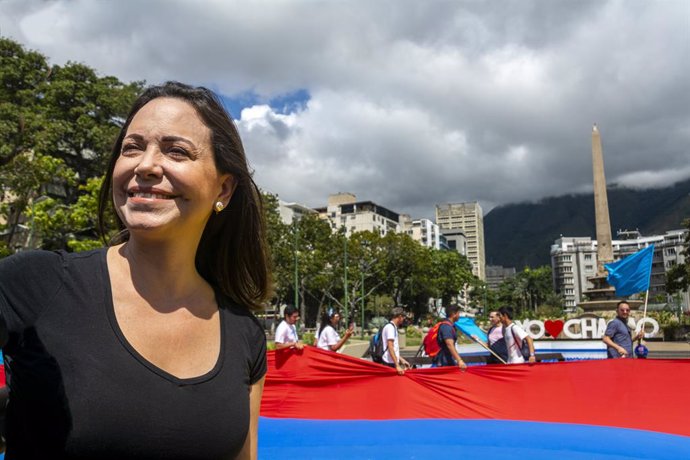 Archivo - February 12, 2023, Caracas, Miranda, Venezuela: Maria Corina Machado, Venezuelan politician, former deputy of the Venezuelan National Assembly. Candidate in the Venezuelan opposition primaries for the VENTE party.