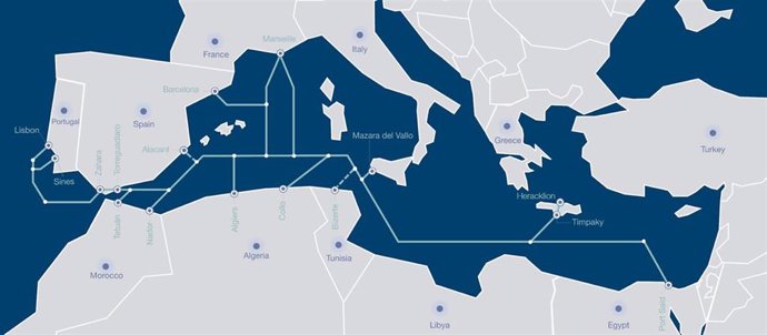 Archivo - Recorrido del cable submarino de fibra óptica Medusa